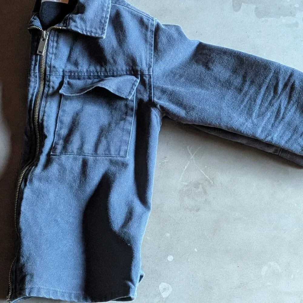 Zara Kids Blue Denim Zip-Up Chore Jacket - Size 6-7 (120cm)